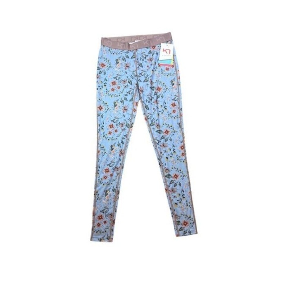 Kari Traa Fryd Baselayer Floral Legging Pants Womens Size Medium Blue Skiing NWT